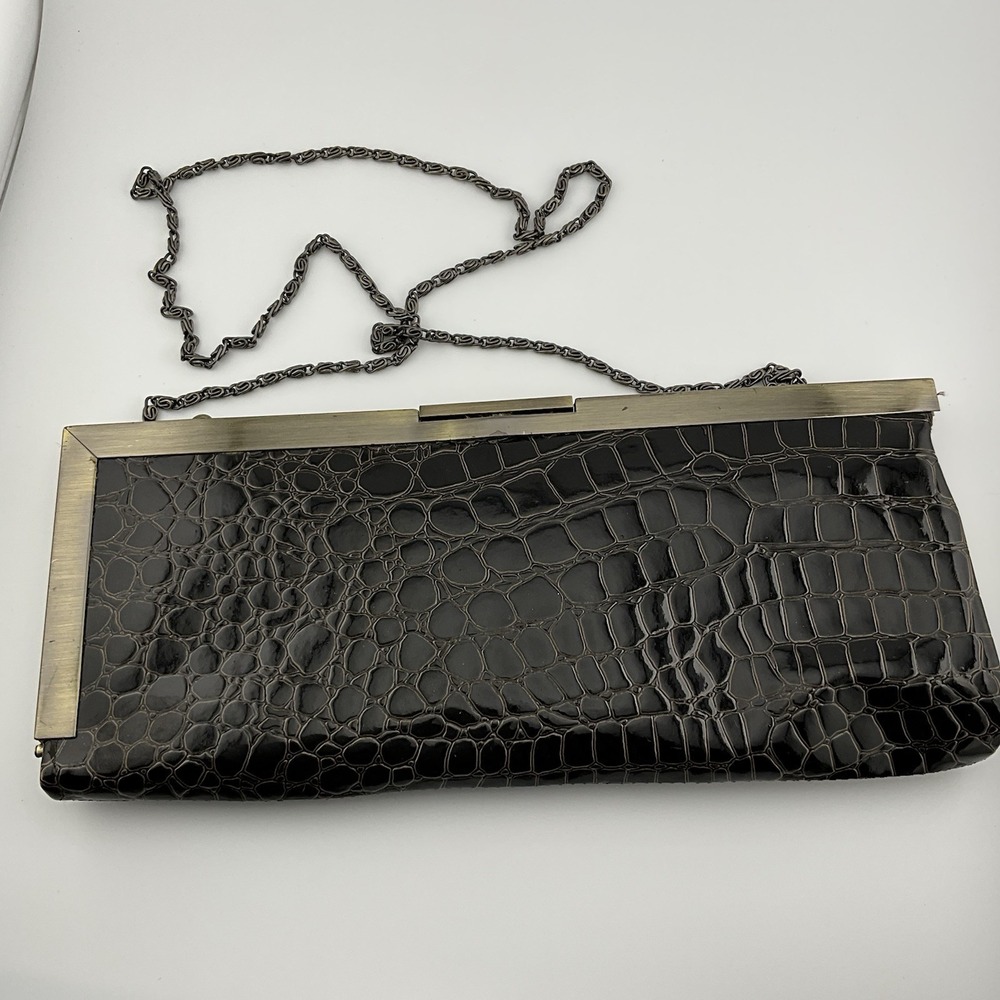 Jessica McClintock Vintage Clutch Patent Leather Crossbody Purse Retro 80s 11 in - Picture 2 of 16